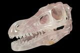 Carved Rose Quartz Dinosaur Skull - Roar! #227041-3